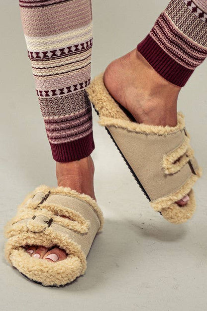 Furry and Comfy Open Toe Sandal Slipper