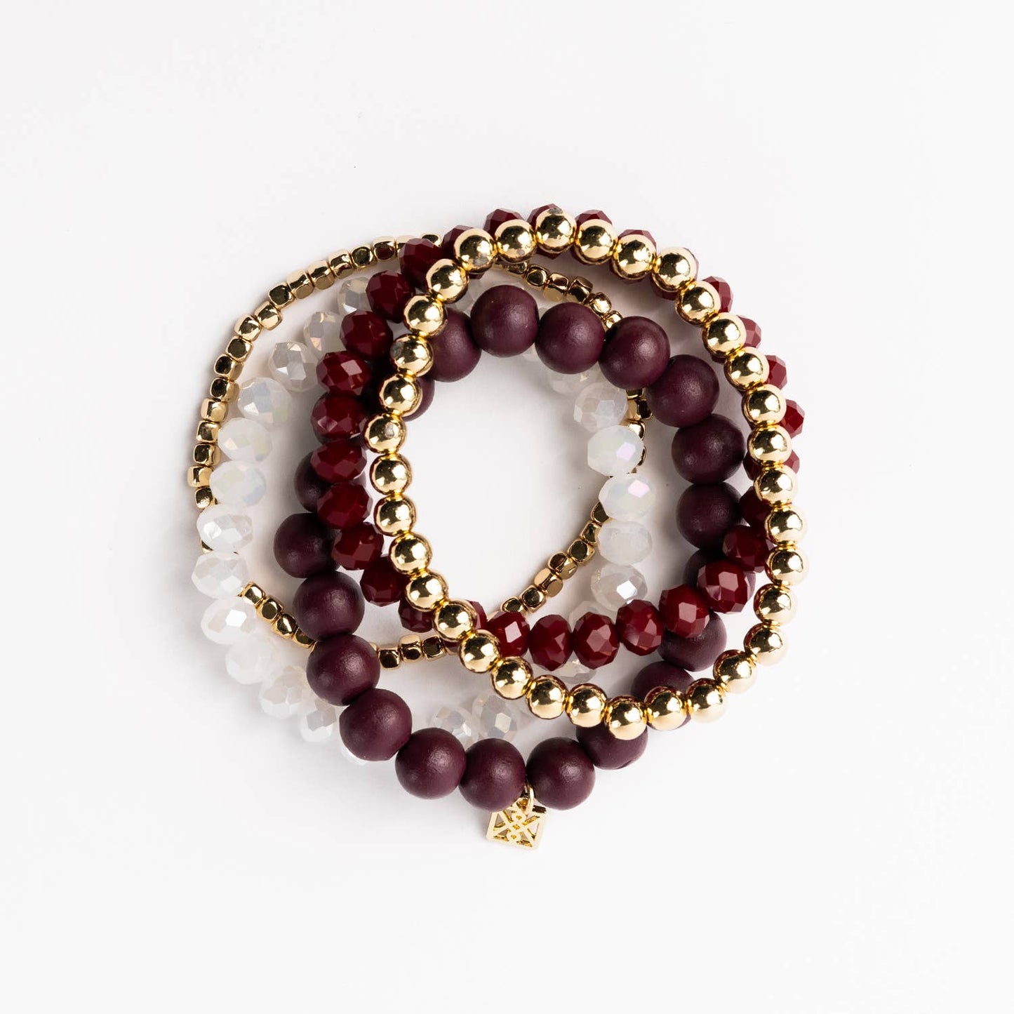 Bracelet Mandy  Maroon & White