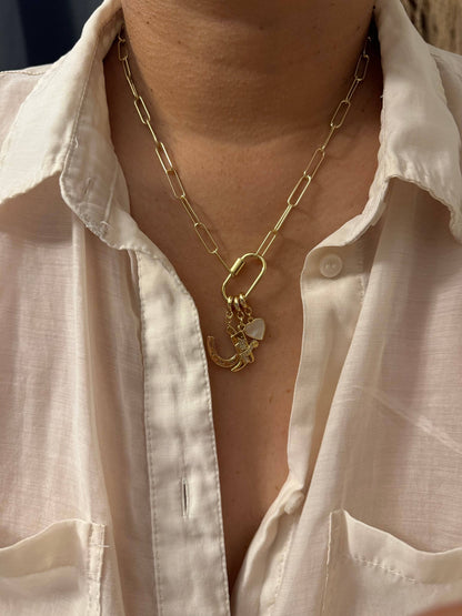 Lucky 18KT Gold Plated Pendant Necklace with Charms