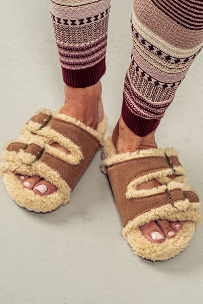 Furry and Comfy Open Toe Sandal Slipper