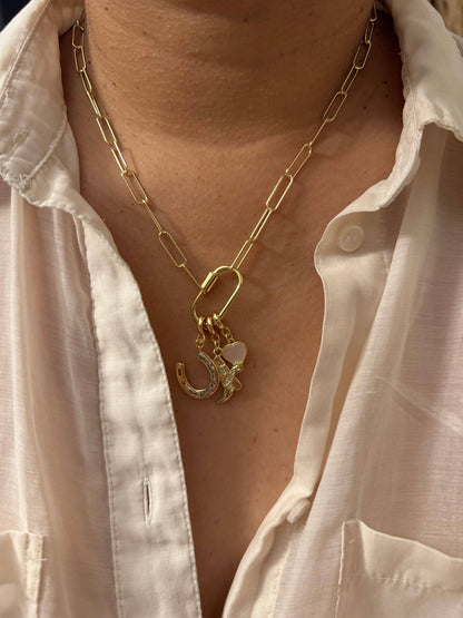 Lucky 18KT Gold Plated Pendant Necklace with Charms