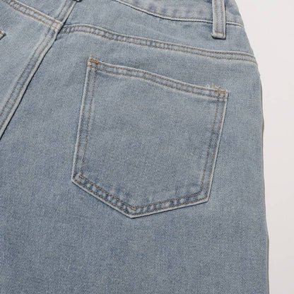 PT022Y Autumn Leaf Patchwork High Waist Denim Jeans