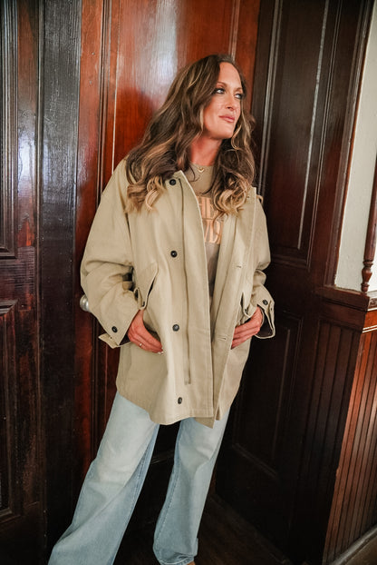 Woven Cotton Contrast Corduroy Utility Jacket