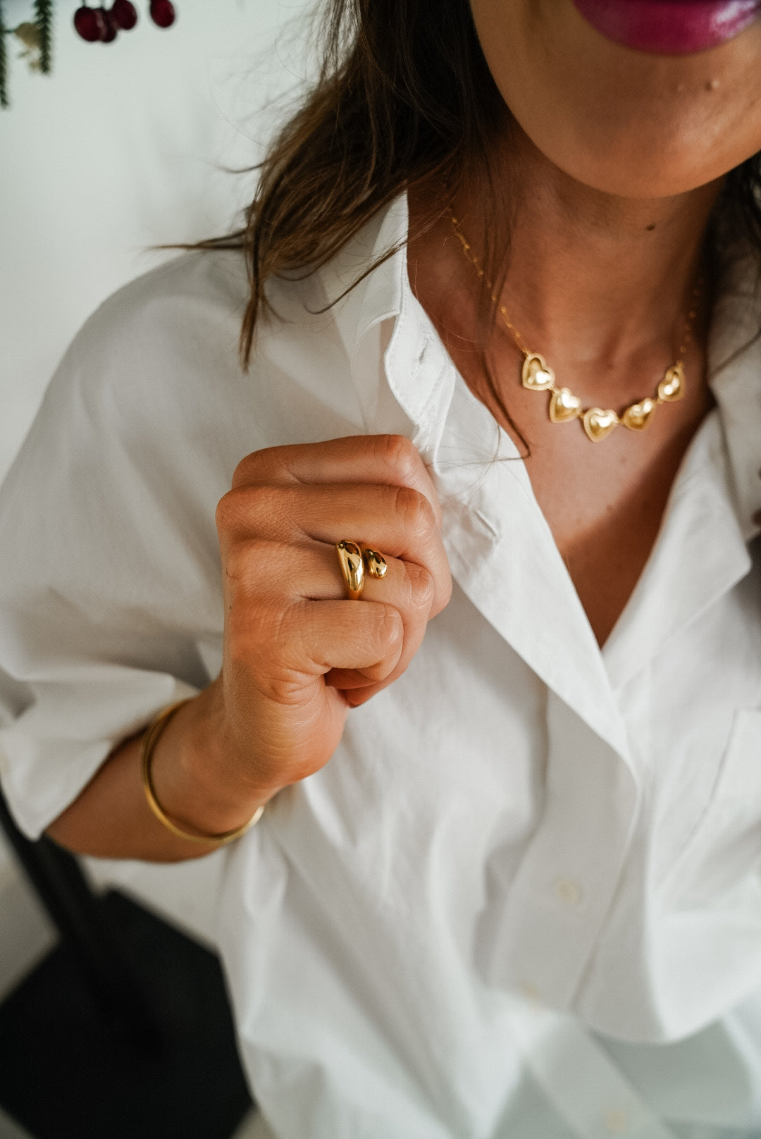 White Oversized Cuff Hem Button Down Shirt