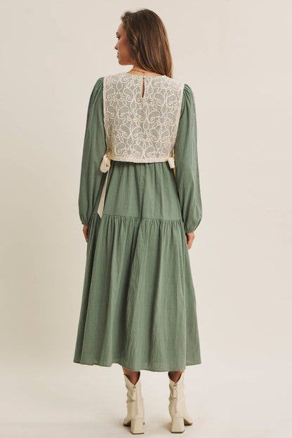 ROMANTIC WALKTHROUGH THE CITY CROCHET OVERLAY MAXI DRESS