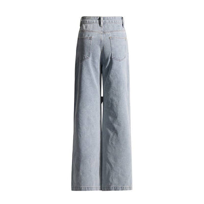 PT022Y Autumn Leaf Patchwork High Waist Denim Jeans