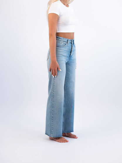 High Rise Wide Leg Non Stretch Denim Beach to Bar Jean