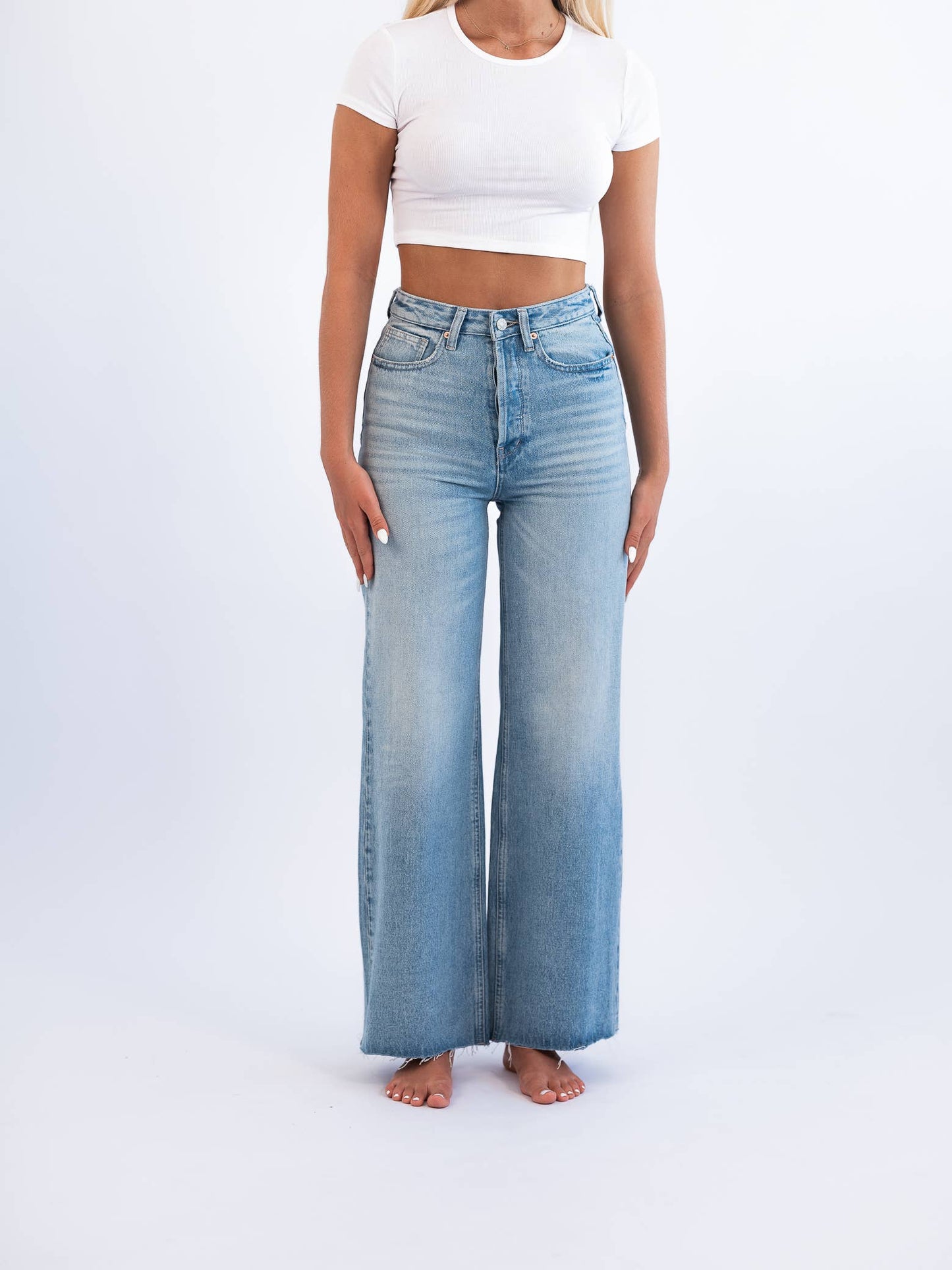 High Rise Wide Leg Non Stretch Denim Beach to Bar Jean