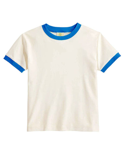 Ringer Tee Blank Off White Blue Women's Fitted Top