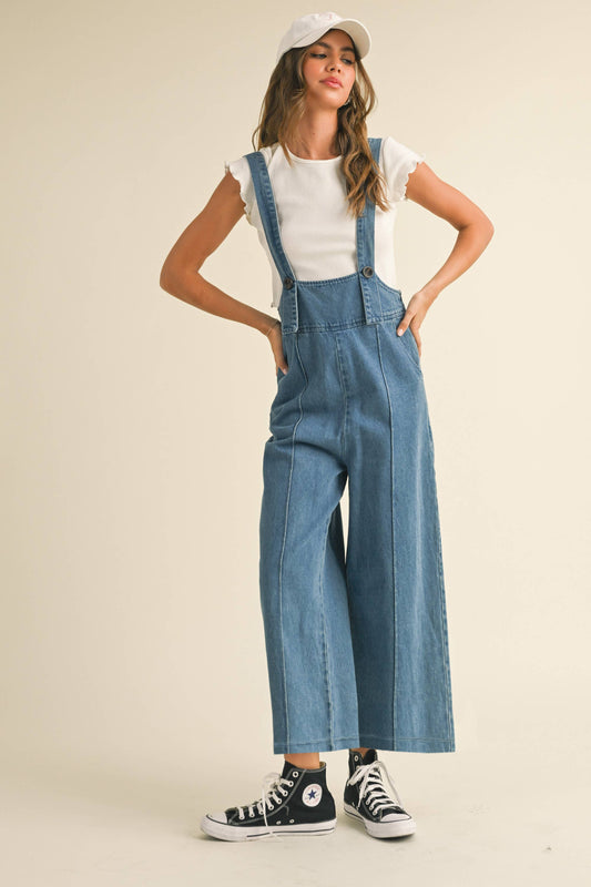 STRPAED TOP DENIM JUMPSUIT