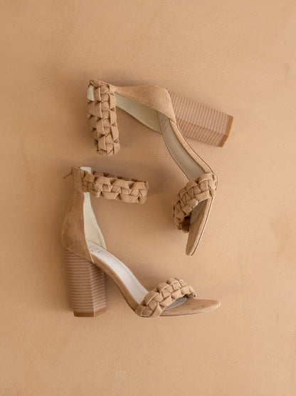 The Melody Almond | Braided Two Band Block Heel