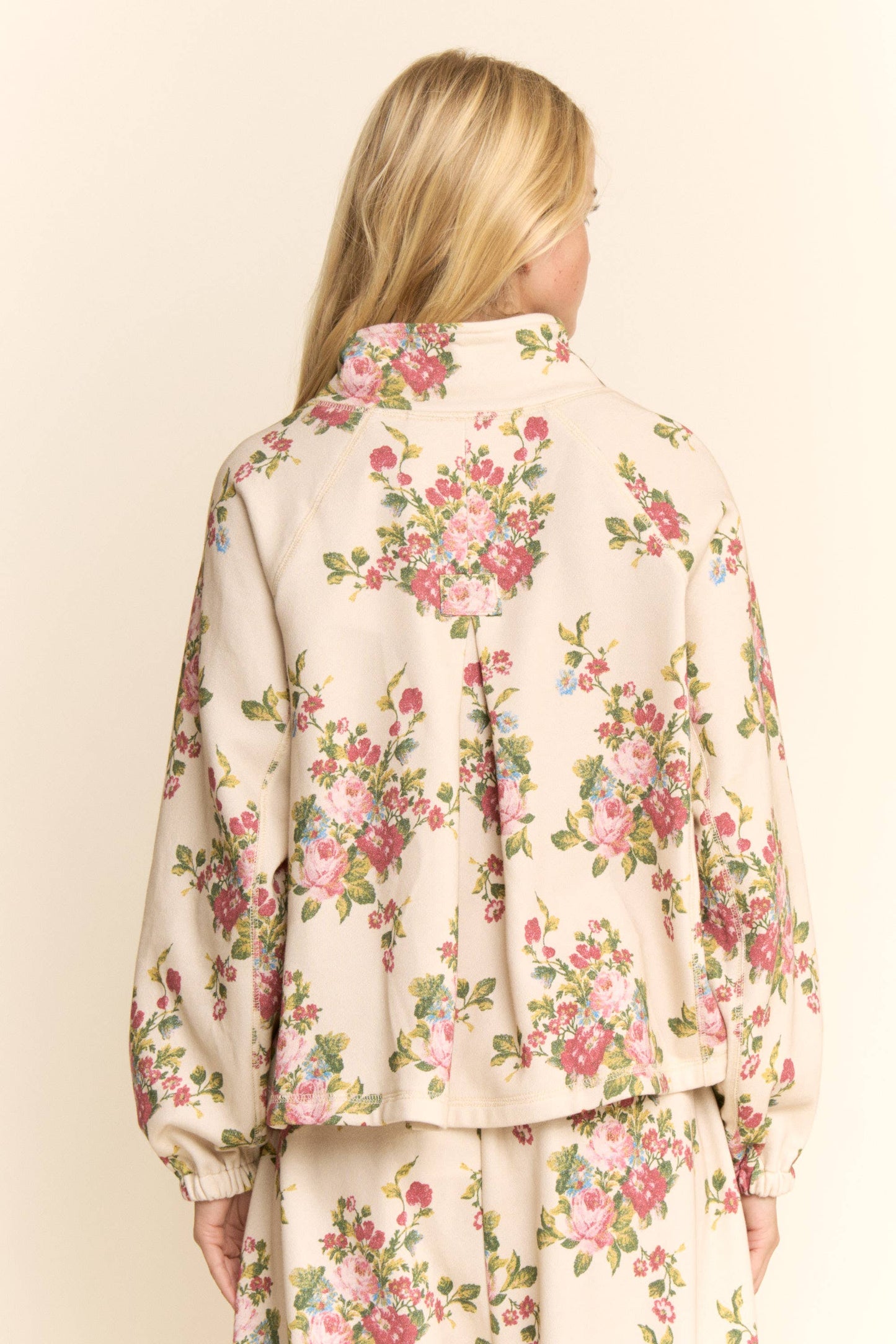 FLOWER BOUQUET SPORT TOP ELASTIC WAIST PANTS SET