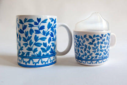 Blue and White Mama and Me Cup Set