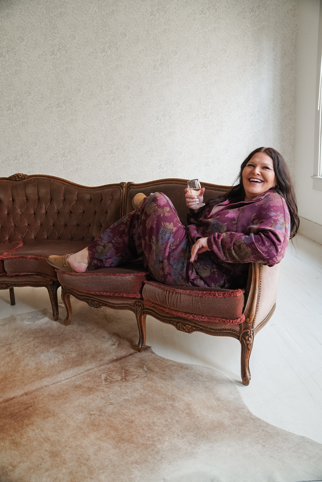 PLUS FLOWER SWEATSHIRT TOP ELASTIC WAIST PANT