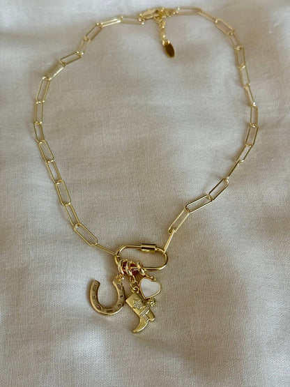 Lucky 18KT Gold Plated Pendant Necklace with Charms