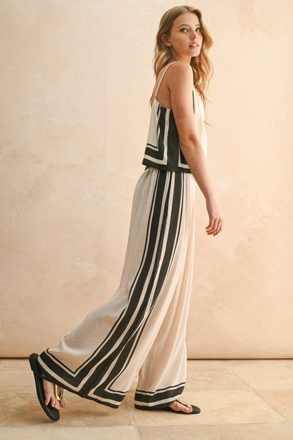 BORDER STRIPE PATTERN PANTS