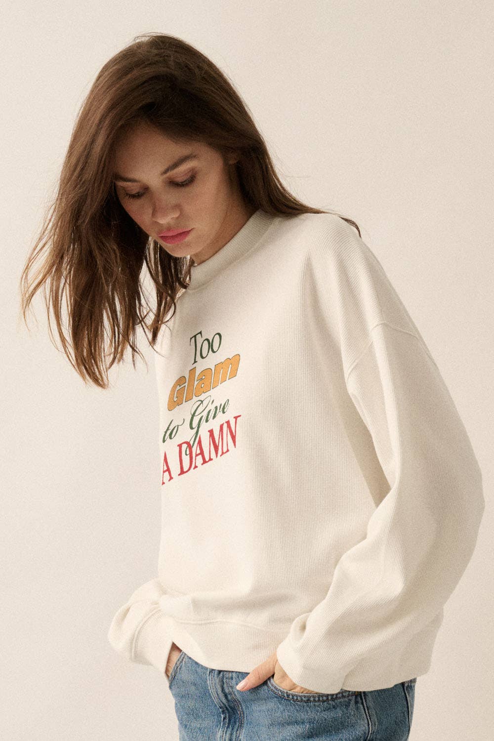 Too Glam Oversize Thermal Graphic Top