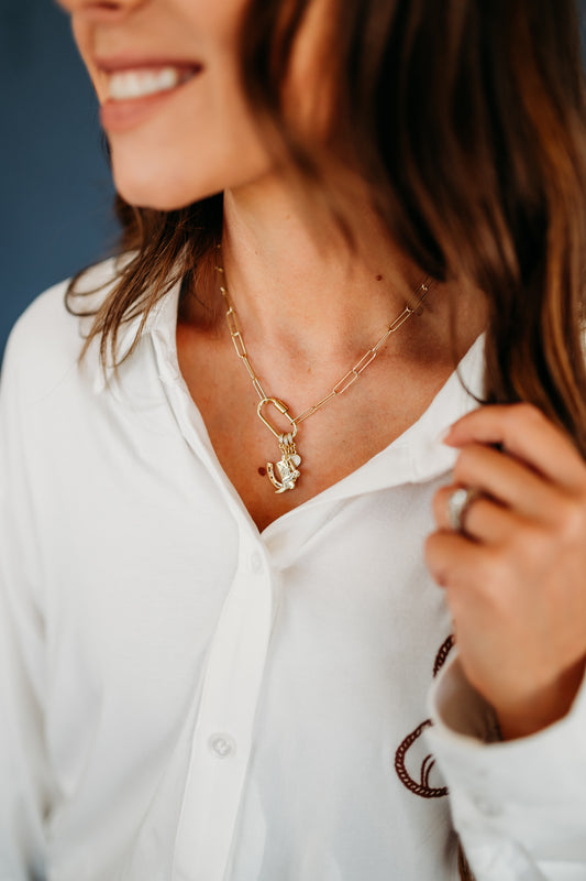 Lucky 18KT Gold Plated Pendant Necklace with Charms