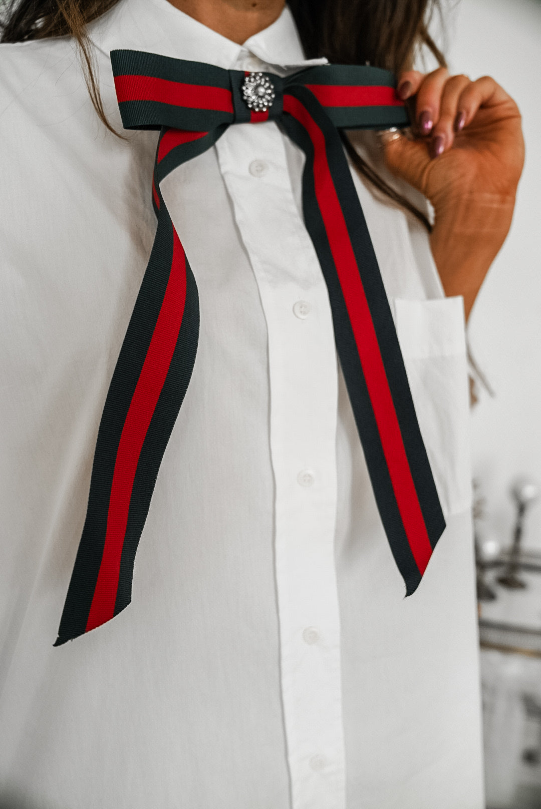 White Oversized Cuff Hem Button Down Shirt