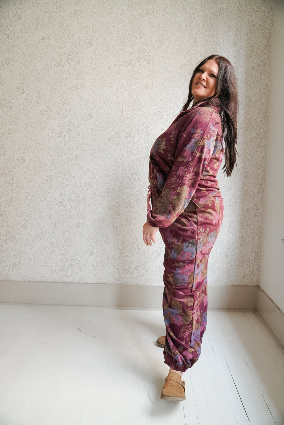 PLUS FLOWER SWEATSHIRT TOP ELASTIC WAIST PANT