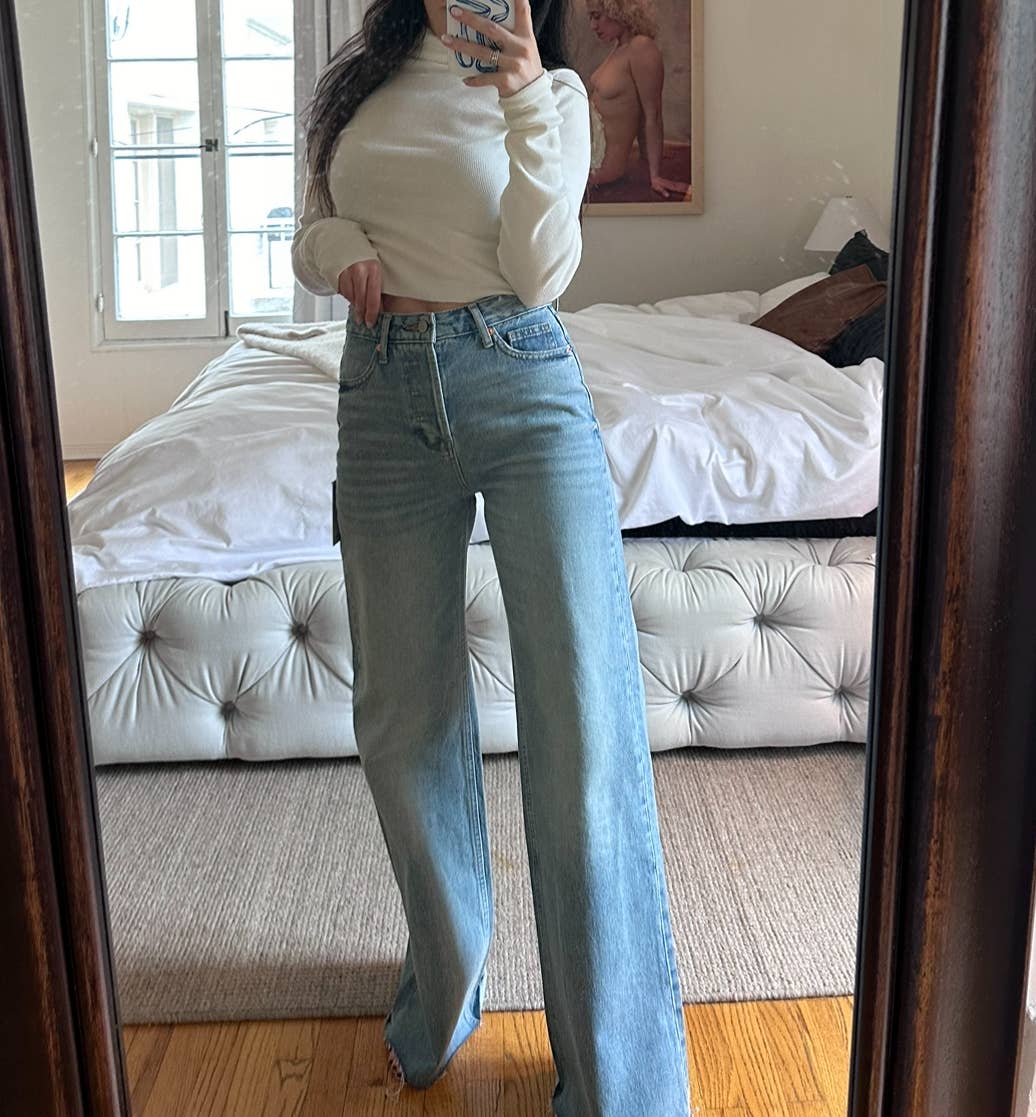 High Rise Wide Leg Non Stretch Denim Beach to Bar Jean