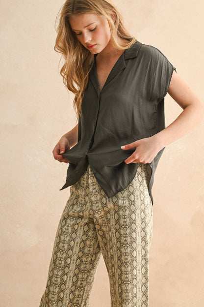 BUTTON DOWN CAP SLEEVE SHIRTS