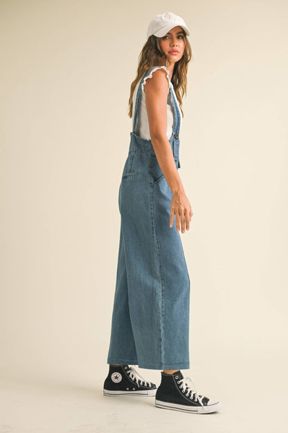 STRPAED TOP DENIM JUMPSUIT