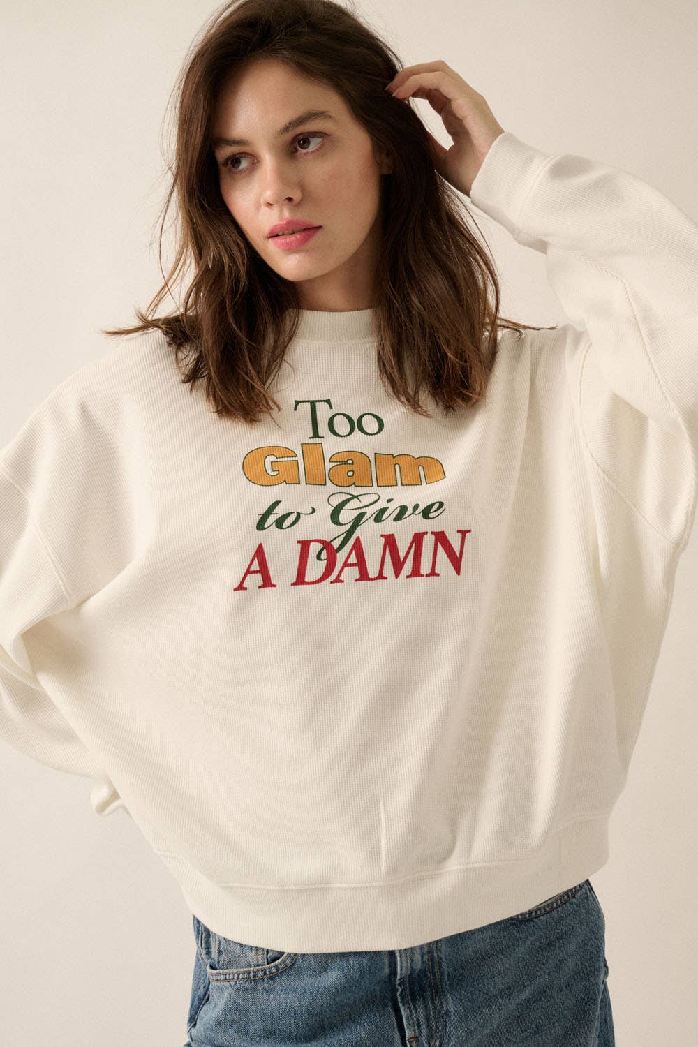 Too Glam Oversize Thermal Graphic Top