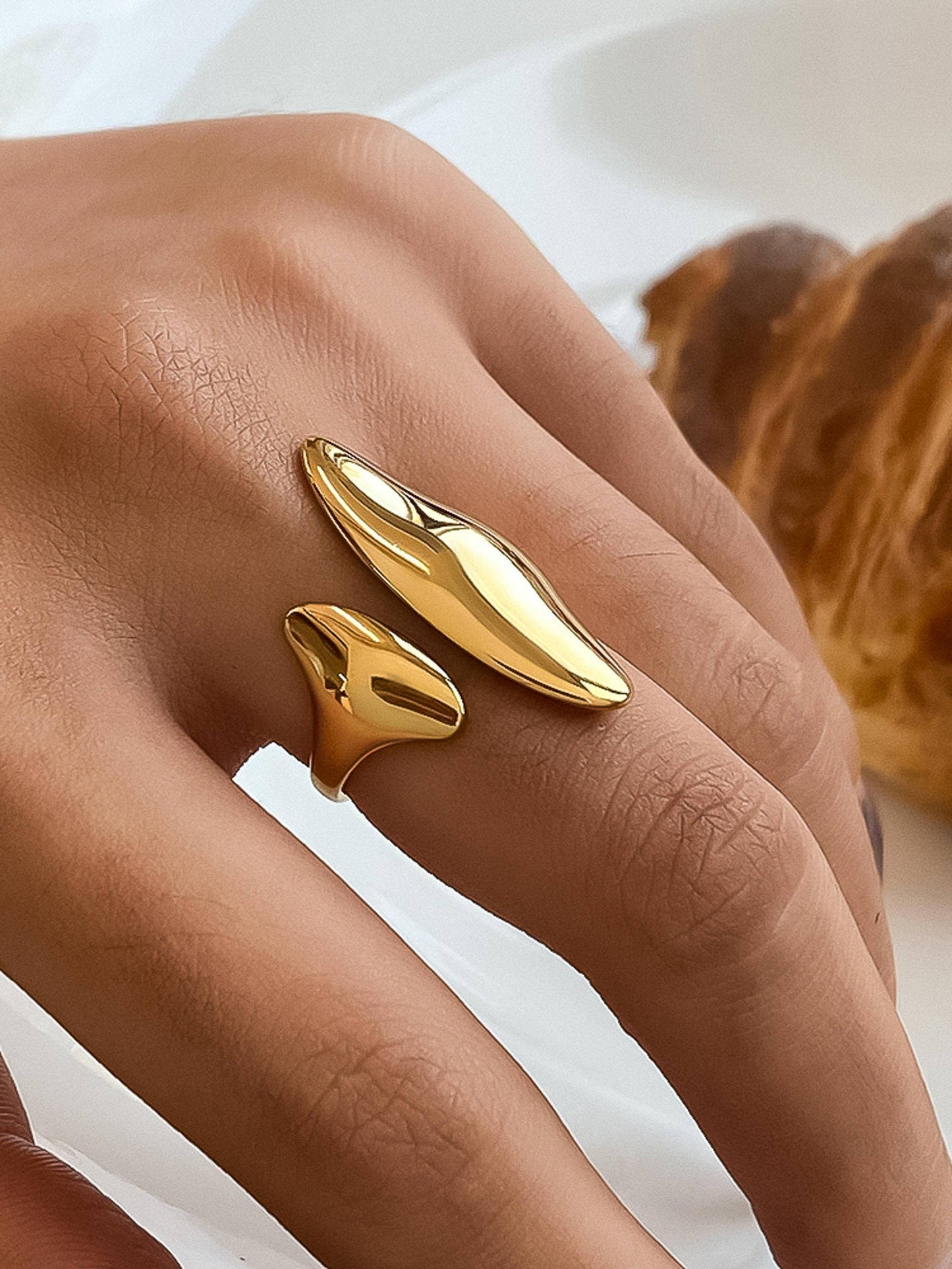 Danielle 18K Gold Non-Tarnish Abstract Statement Ring