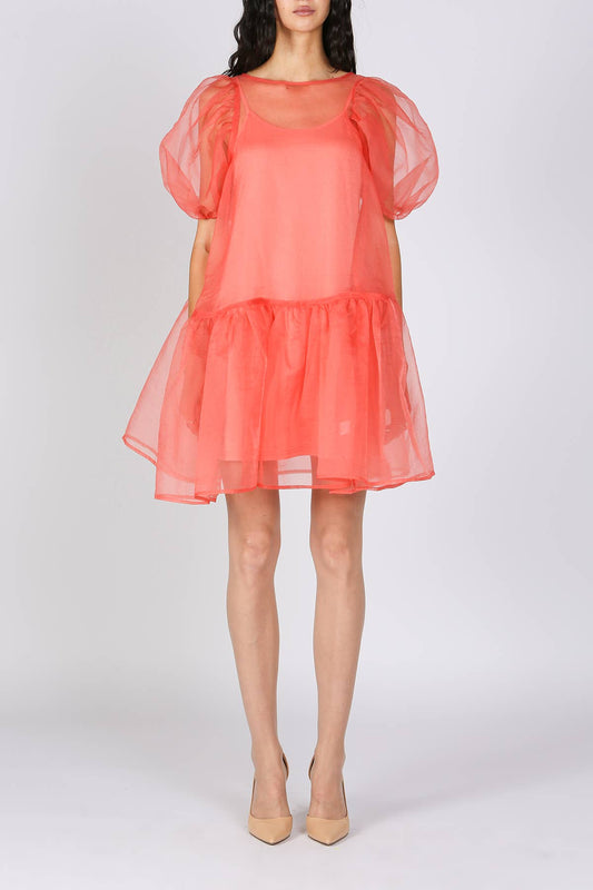 FINE ORGANZA MINI DRESS WITH INNER SLIP BA3744