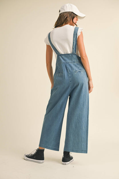 STRPAED TOP DENIM JUMPSUIT