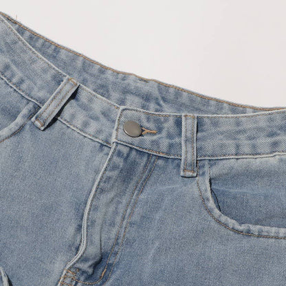 PT022Y Autumn Leaf Patchwork High Waist Denim Jeans
