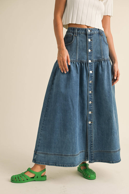 BUTTONDOWN BOHEMIAN DENIM SKIRT