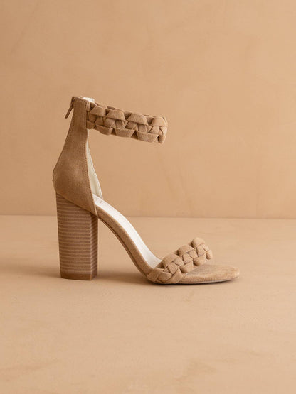 The Melody Almond | Braided Two Band Block Heel