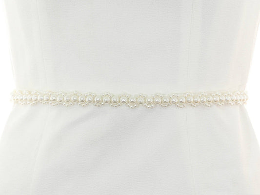 Elegant Off White Pearls Bridal Sash Belt