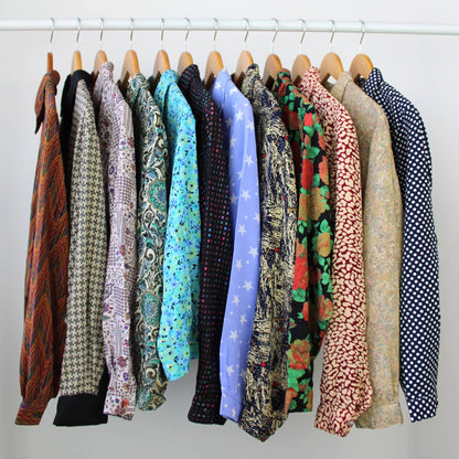 Reworked Long-Sleeve Button Up Blouse - Cropped